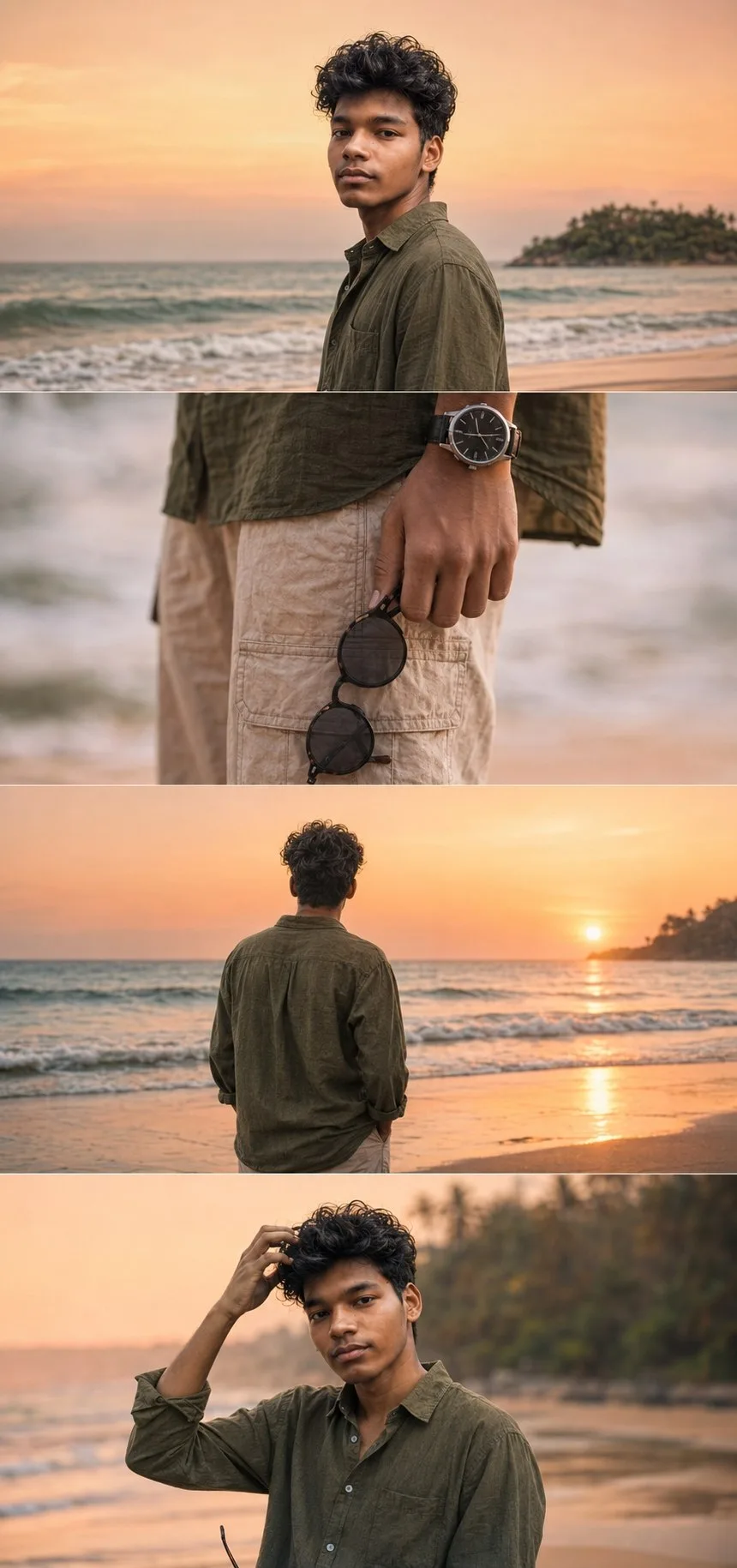 Cinematic beach photoshoot college