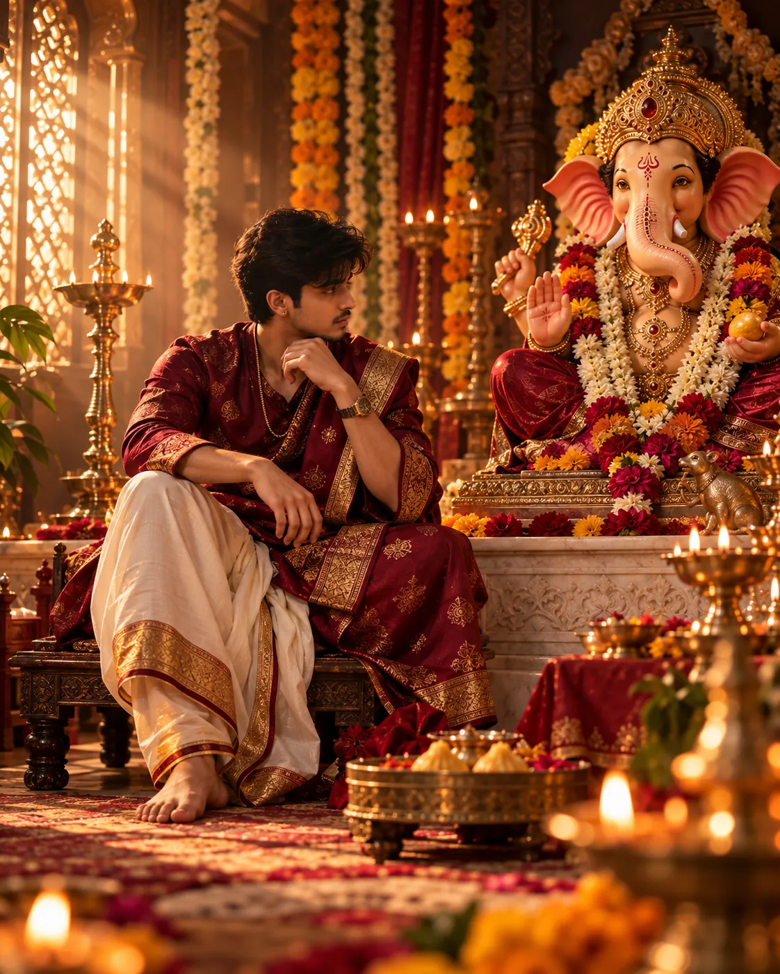 AI-generated example for Traditional Darbar Look — Ganesh Chaturthi AI photo prompt